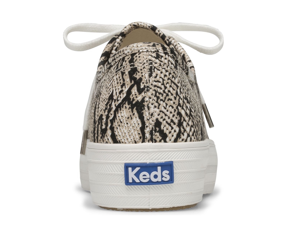 Tenis Keds Mujer Blancos/Negros - Triple Kick Snake - 4058-QISDM